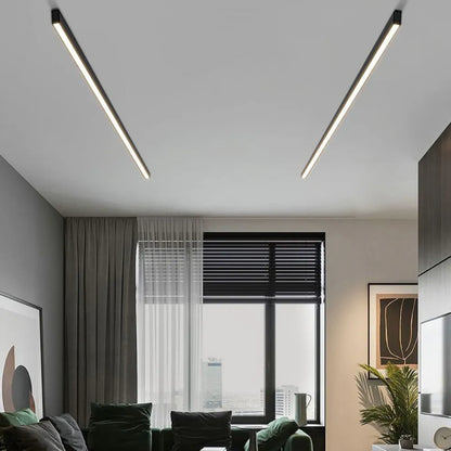 Slim Black Modern Linear Ceiling Lamp