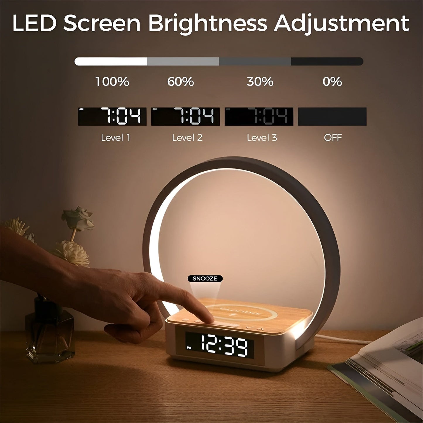 Wireless Charging Desk Lamp with Alarm Clock