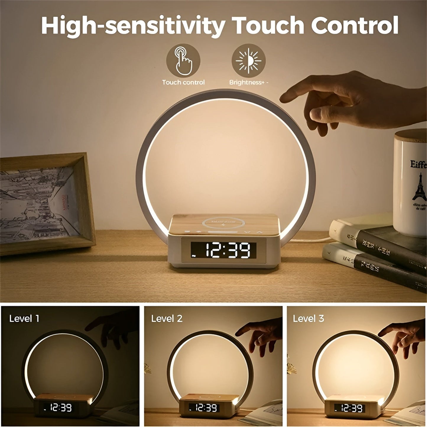 Wireless Charging Desk Lamp with Alarm Clock
