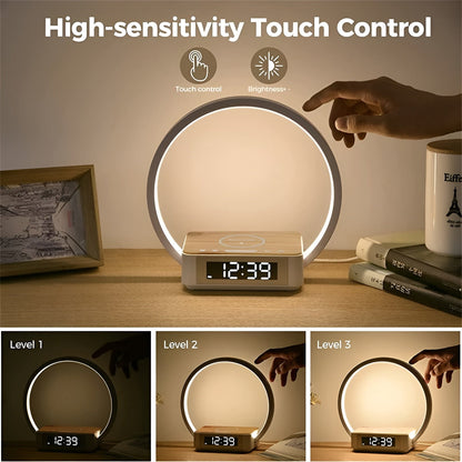 Wireless Charging Desk Lamp with Alarm Clock