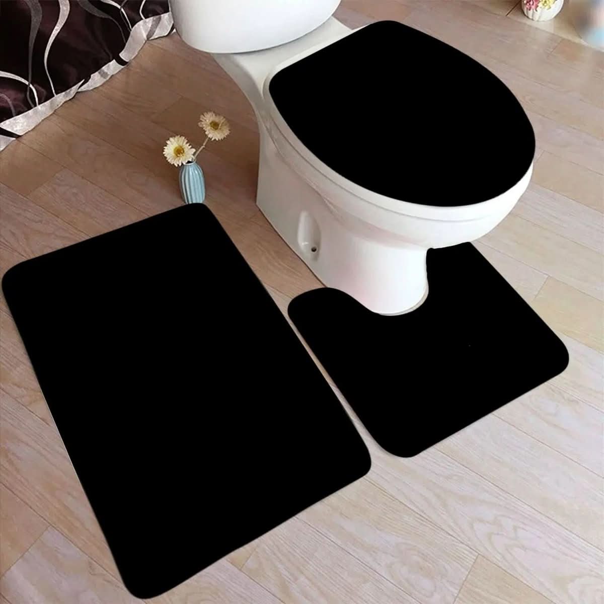 Soft Grip 3-Piece Bathroom Mat Set with Plush Top