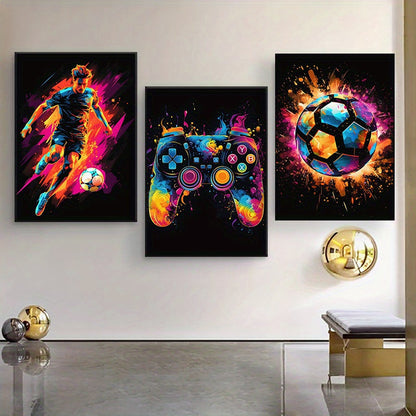 Vibrant Soccer Room Decor Sport Poster Prints