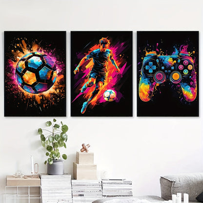 Vibrant Soccer Room Decor Sport Poster Prints