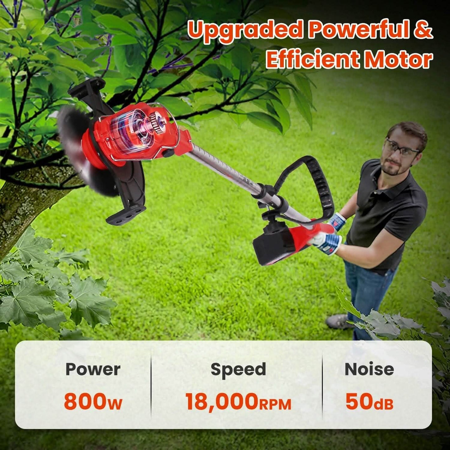 Compact Wireless Lawn Trimmer with Adjustable Blade Height
