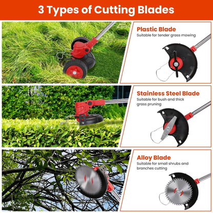 Compact Wireless Lawn Trimmer with Adjustable Blade Height