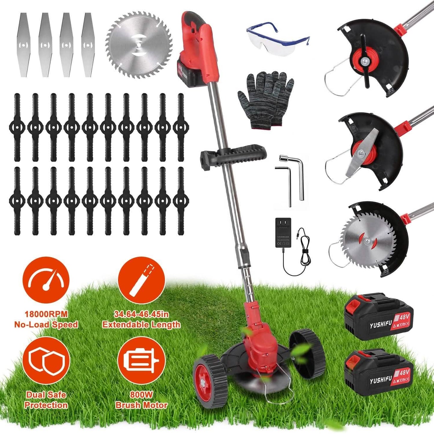 Compact Wireless Lawn Trimmer with Adjustable Blade Height