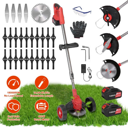 Compact Wireless Lawn Trimmer with Adjustable Blade Height