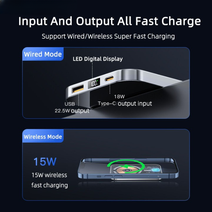 Clear Compact Portable Wireless Charging Bank