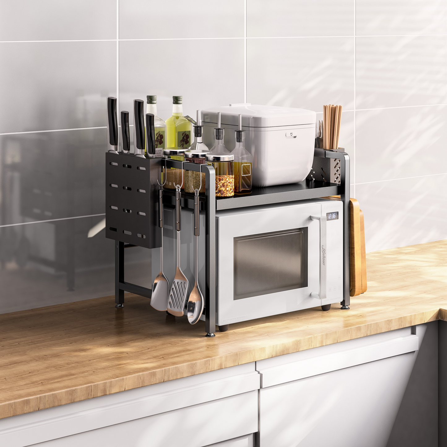 Compact Kitchen Counter Shelf Storage Organizer - Luxicro