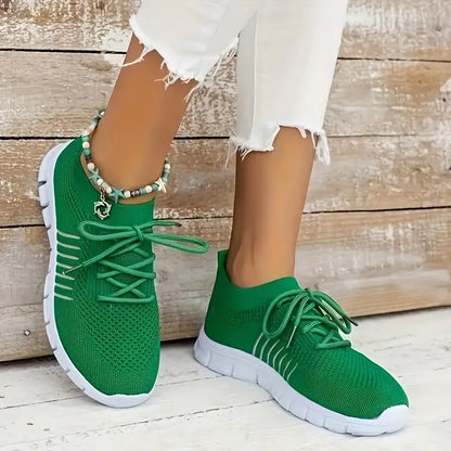 Breathable Mesh Lace-Up Sports Running Sneakers