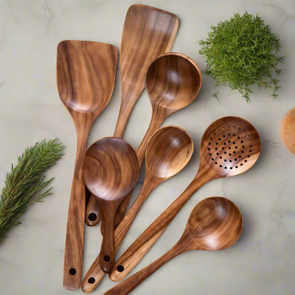 Natural Wooden Cooking Utensil Set
