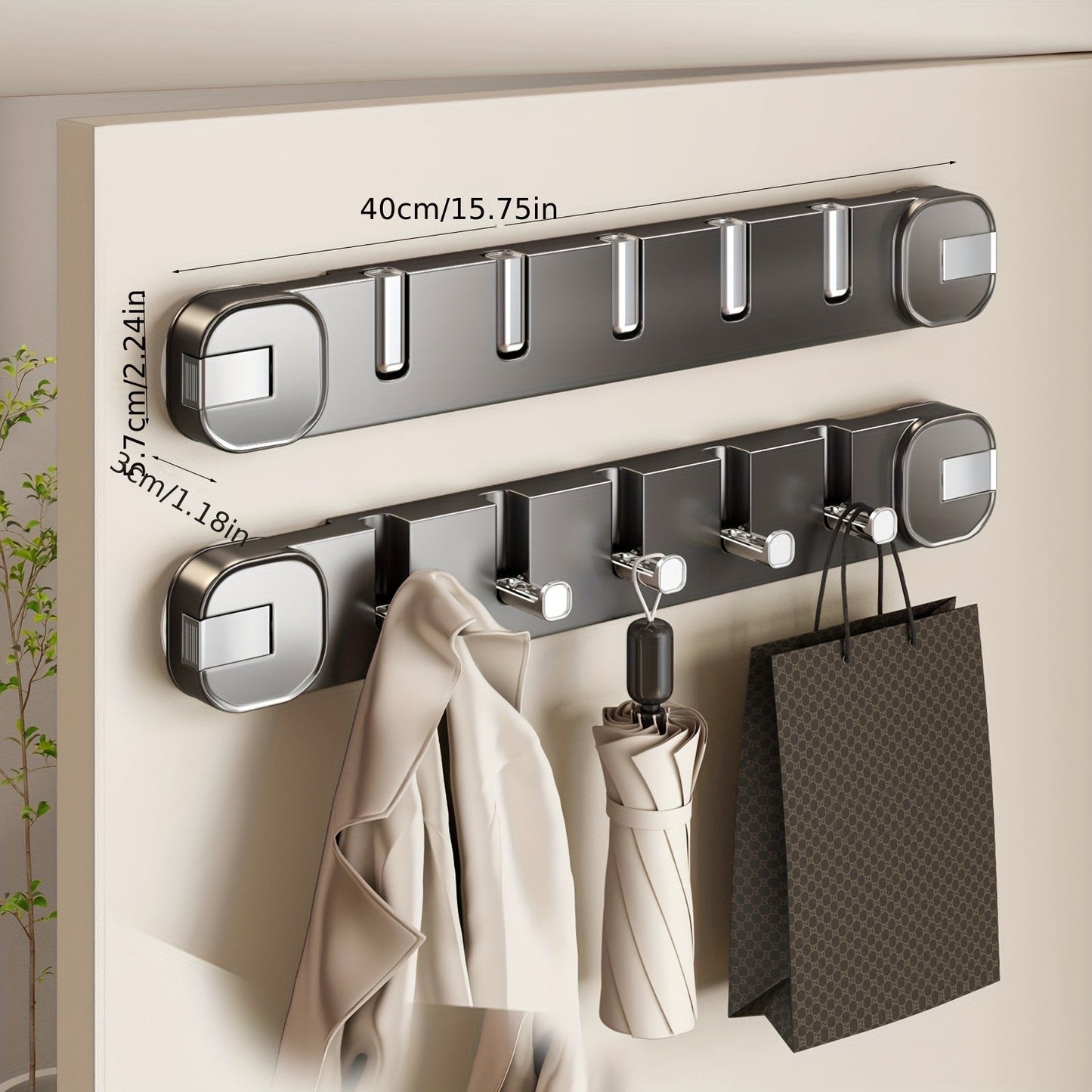 Simple Install 5 Hook Wall Mount Storage Rack