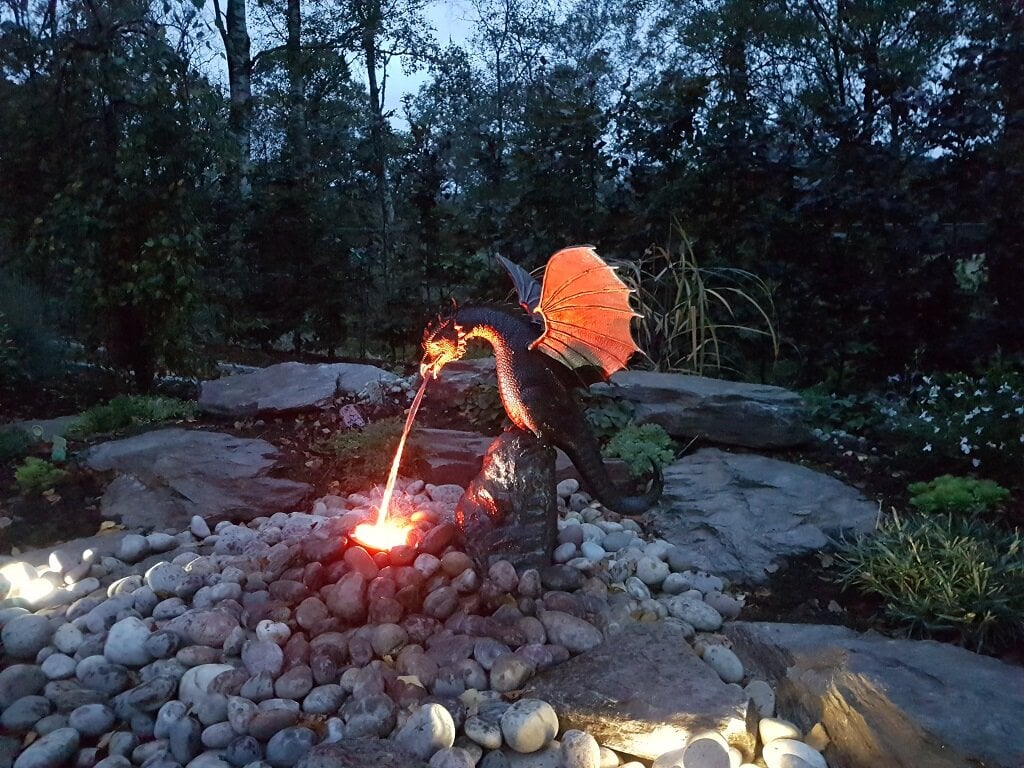 Detailed Dragon Water Feature Statue