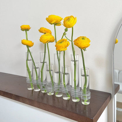 Flexible Flower Clear Glass Vase with Handles