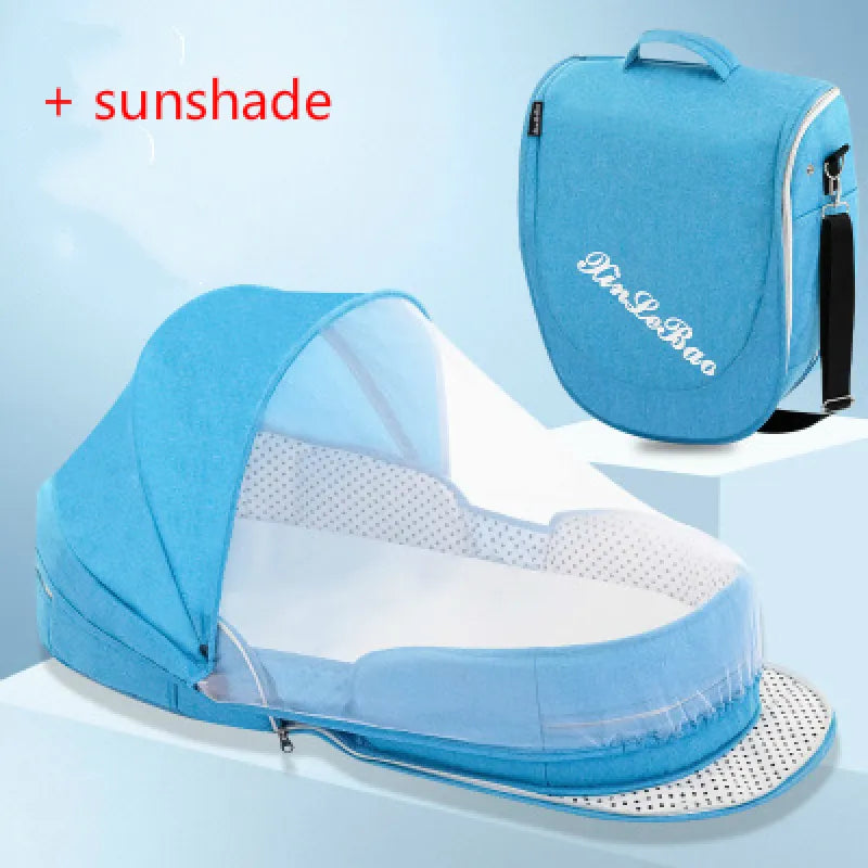 Compact Infant Travel Cot with Roof and Carry Case