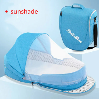 Compact Infant Travel Cot with Roof and Carry Case