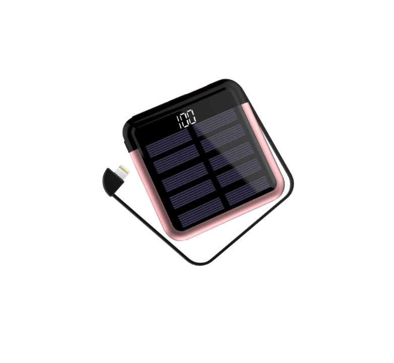 Slim Foldable Solar Power Bank with Built-in Cable