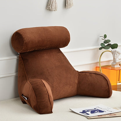 Comfortable Reading Pillow with Arms - Soft Velvet Back Support Cushion