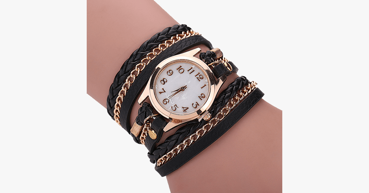 Stylish Gold Quartz Watch with Vibrant Interchangeable Bands