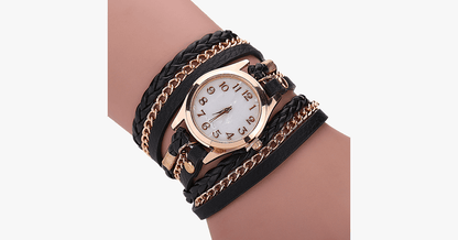 Stylish Gold Quartz Watch with Vibrant Interchangeable Bands