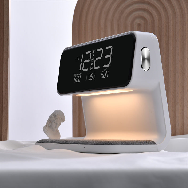 Compact Bedside Table Lamp with USB Charger and Clock