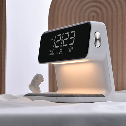 Compact Bedside Table Lamp with USB Charger and Clock
