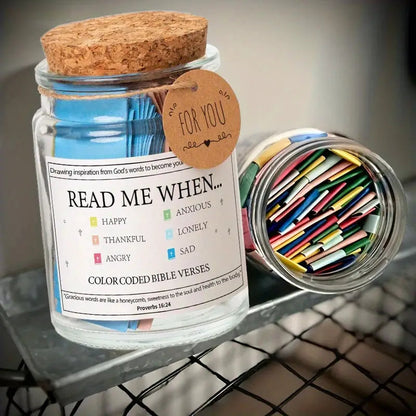 Inspirational Bible Quotes Jar | 67 Uplifting Color-Coded Verses