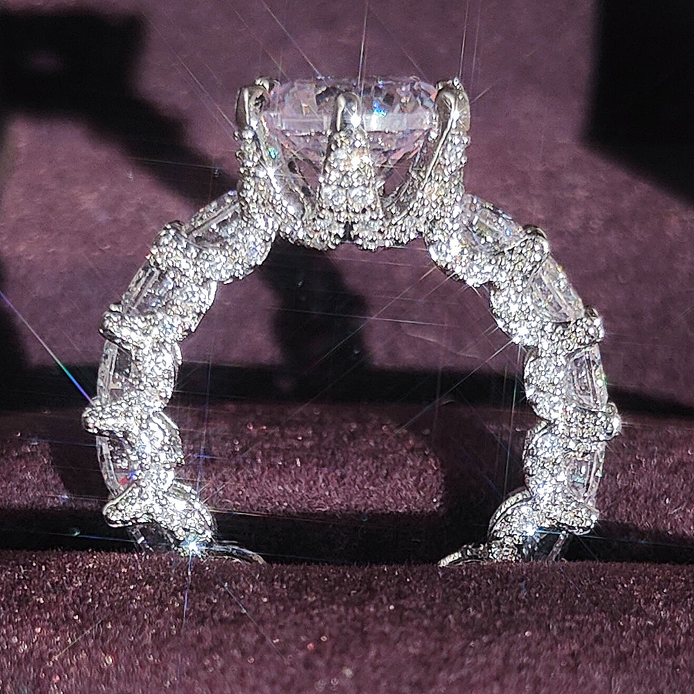 Sparkling Silver Gem Stone Engagement Ring - Luxicro