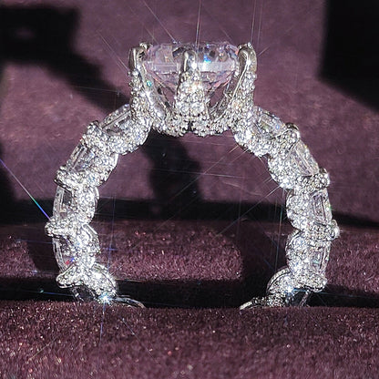 Sparkling Silver Gem Stone Engagement Ring - Luxicro