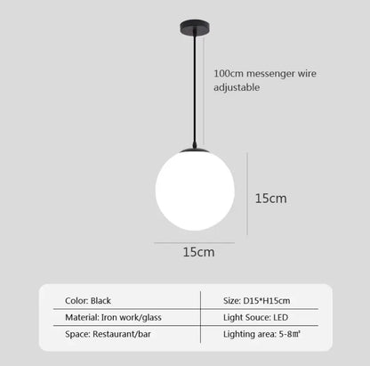 Soft Glow Pendant Lamp with White Glass Shade