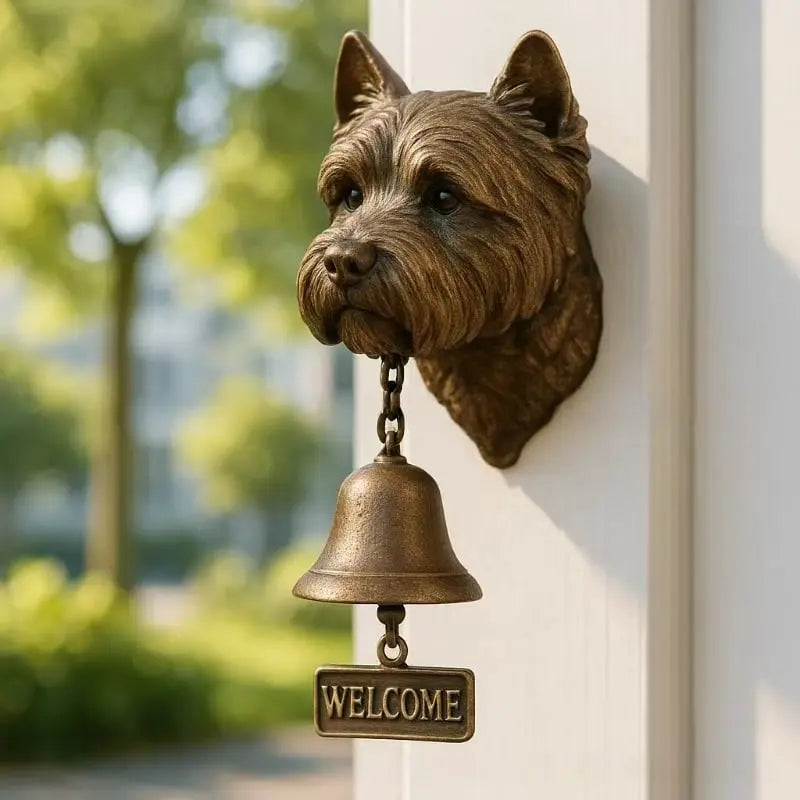 Traditional Bronze Wall Bell with Dog Design