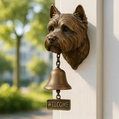 Traditional Bronze Wall Bell with Dog Design