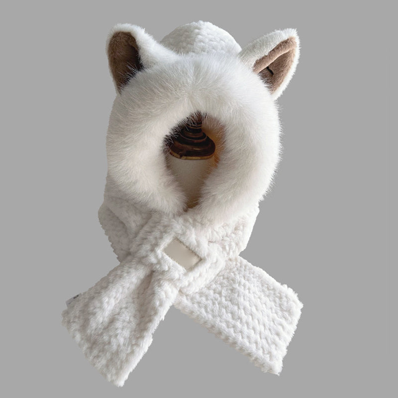 Soft Fox Earmuff Hat Scarf Set - Luxicro