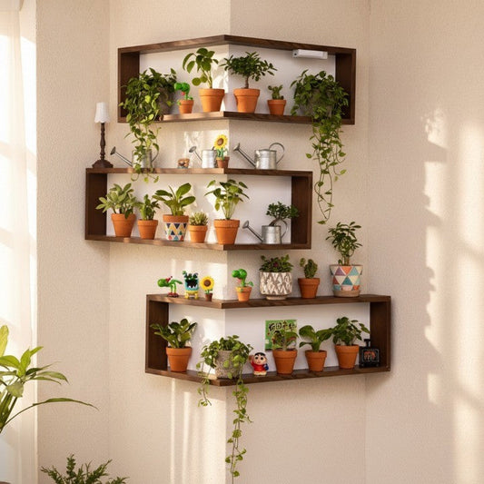 Compact Wall Mounted Corner Storage Shelf - Luxicro
