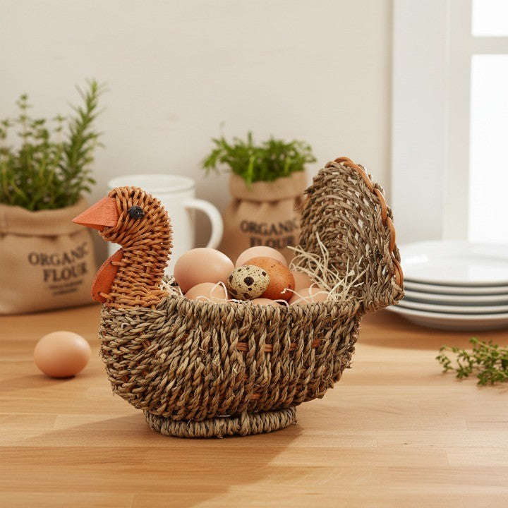 Rustic Handwoven Natural Wicker Turkey Basket