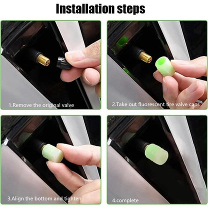 Bright Green LED Tire Valve Stem Caps 20-Pack
