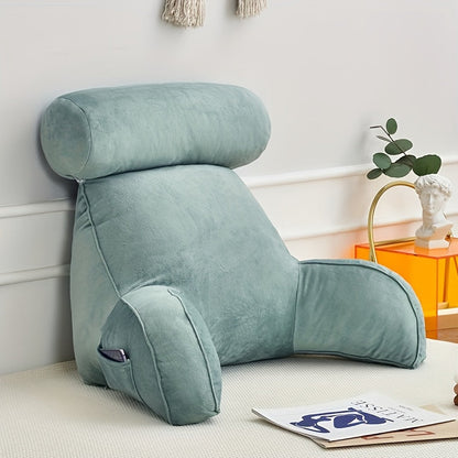 Comfortable Reading Pillow with Arms - Soft Velvet Back Support Cushion