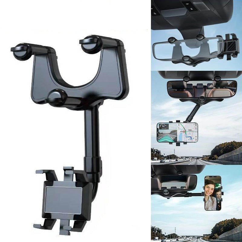 Premium 360° Car Phone Mount Rearview Mirror Holder - Luxicro