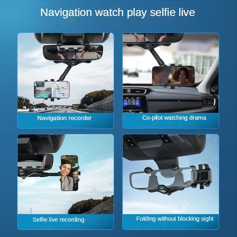 Premium 360° Car Phone Mount Rearview Mirror Holder