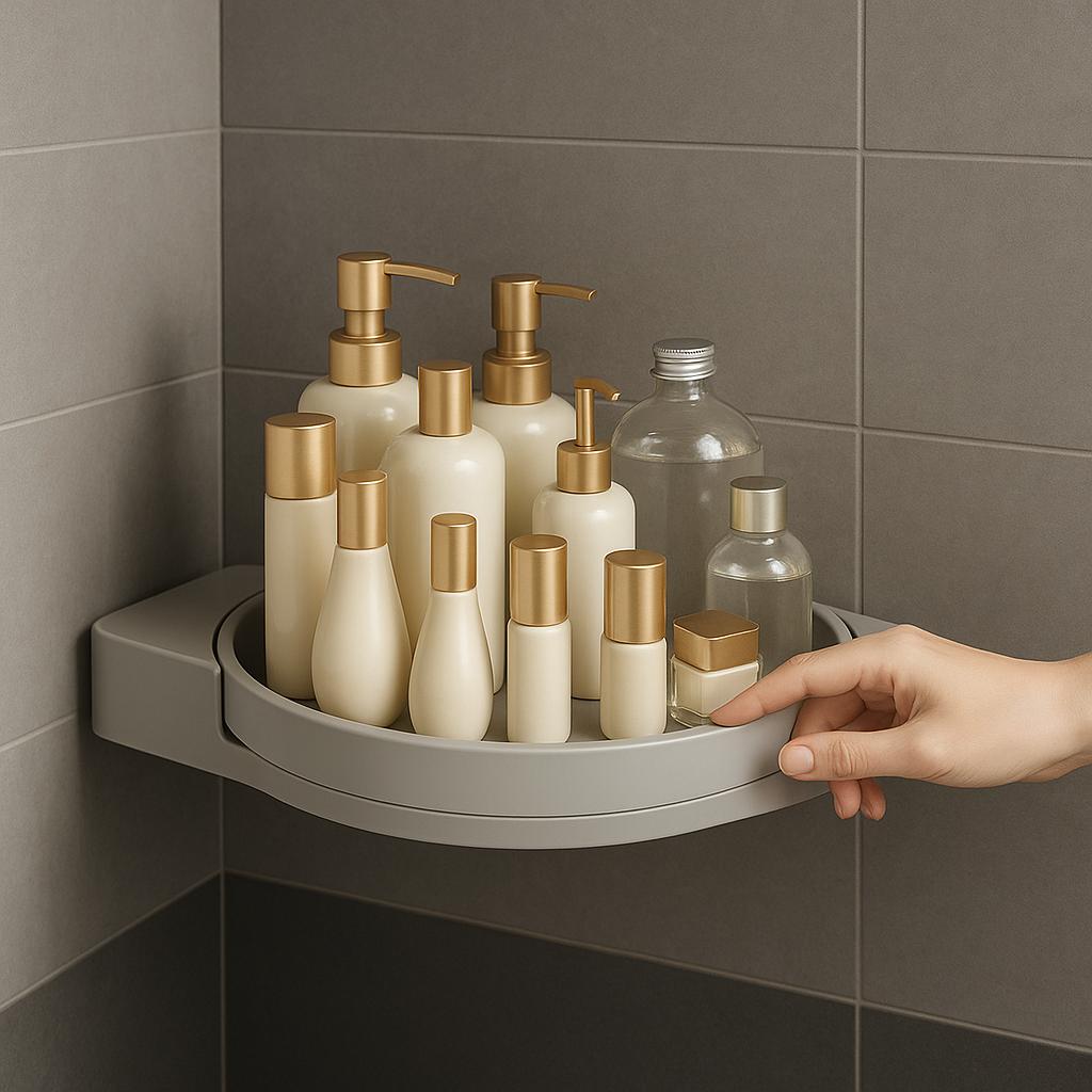 Wall Mount Corner Storage Shelf – Compact Bathroom Kitchen Organizer - Luxicro