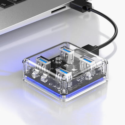 Slim Transparent High Speed USB Adapter Hub - Luxicro