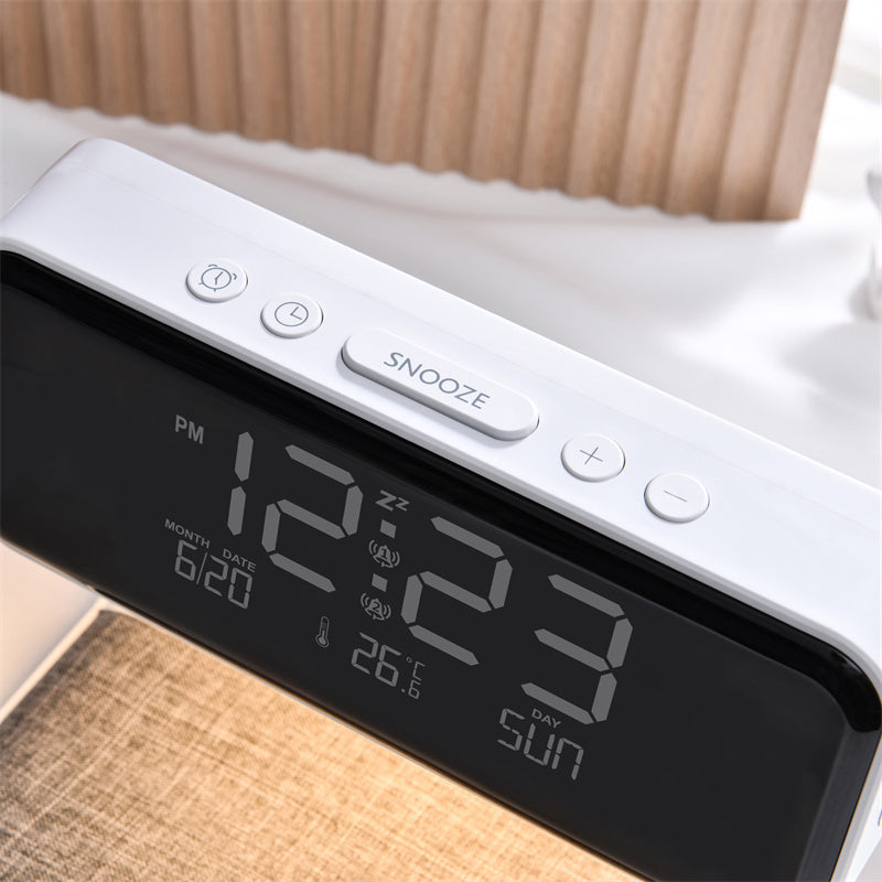 Compact Bedside Table Lamp with USB Charger and Clock