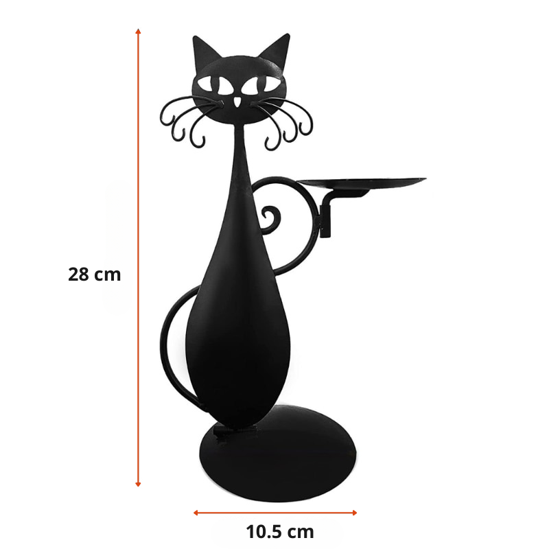 Stylish Black Kitty Figurine Candle Holder