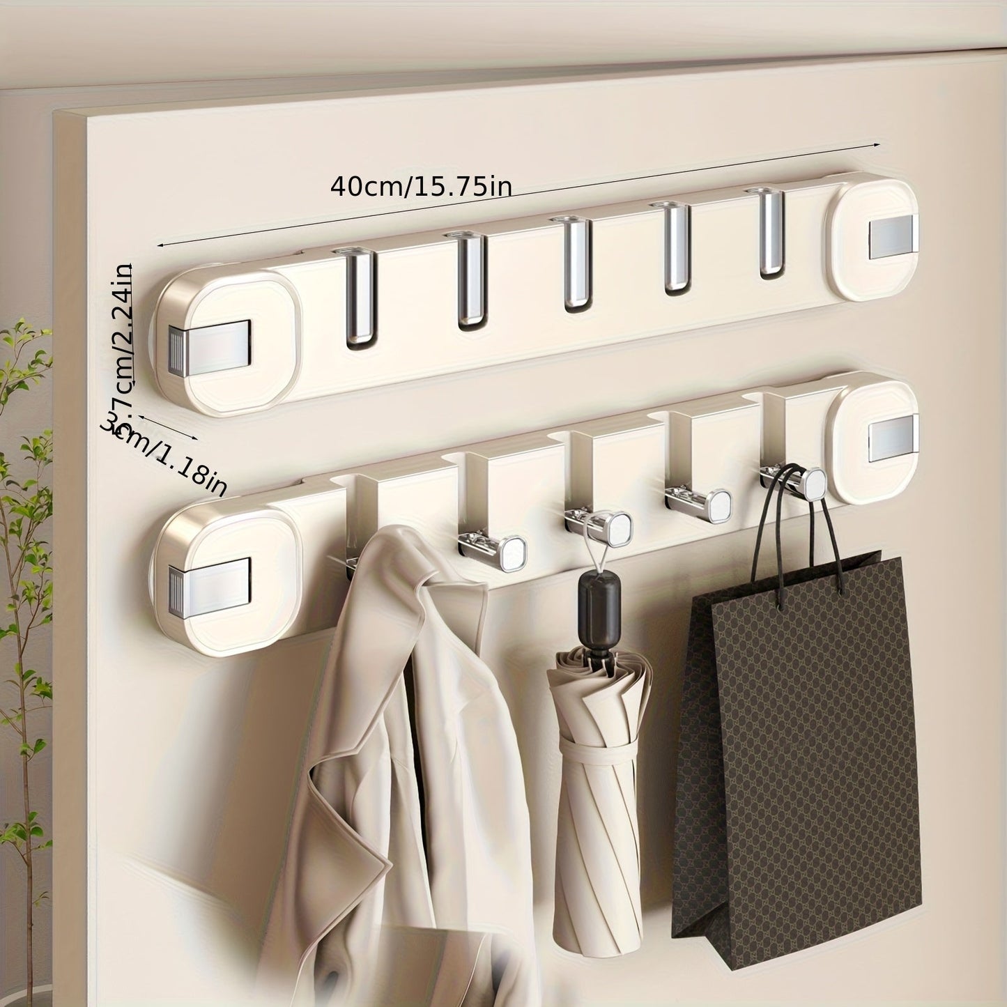 Simple Install 5 Hook Wall Mount Storage Rack - Luxicro