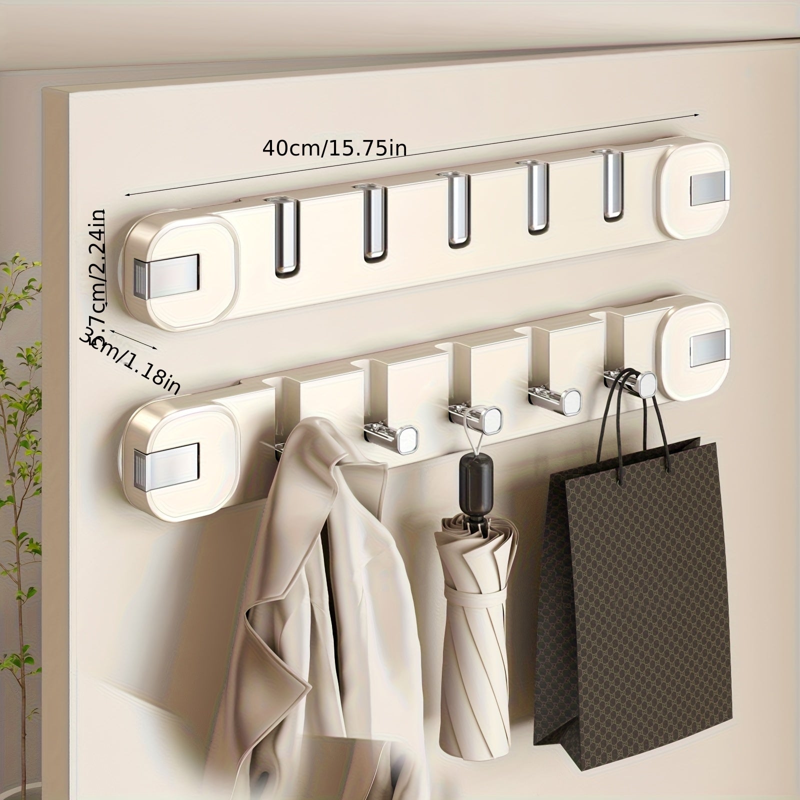Simple Install 5 Hook Wall Mount Storage Rack - Luxicro