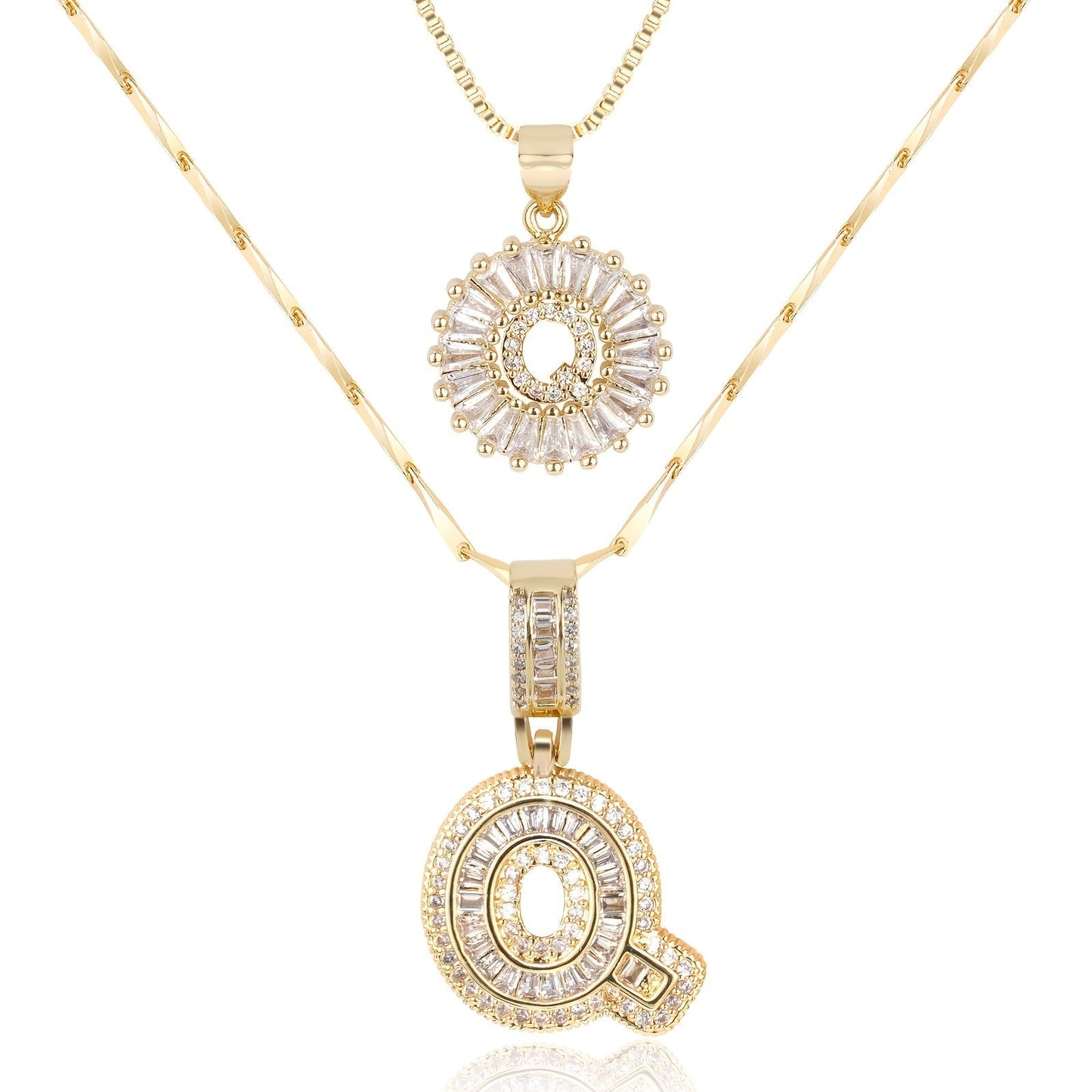 Fine 14k Gold Initial Diamond Pendant Necklace