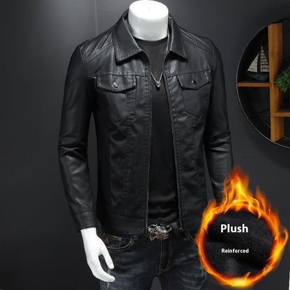Cozy Mens Quilted Leather Winter Jacket