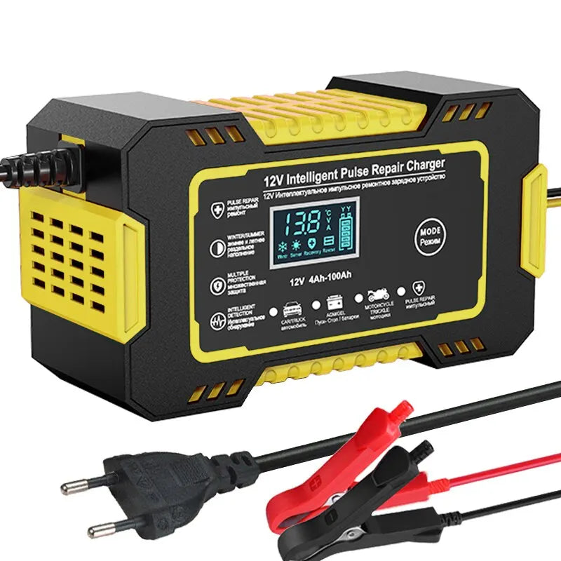 Fast Car Battery Charger 12V 6A with LCD Display - Luxicro