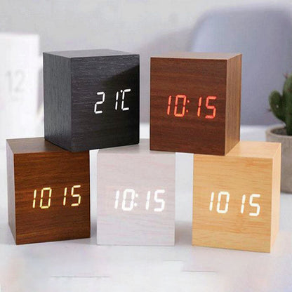 Intelligent Wood LED Digital Clock with Voice Control - Luxicro