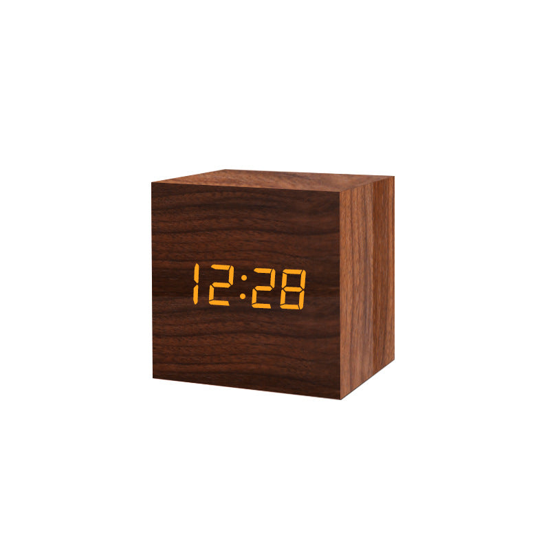 Intelligent Wood LED Digital Clock with Voice Control